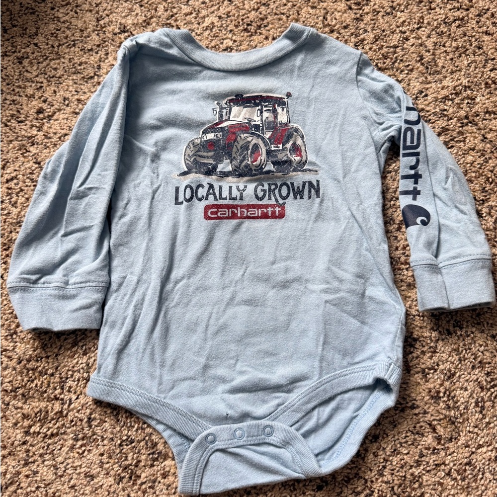 Carhartt Baby Blue Long Sleeve Onesie 12 Months